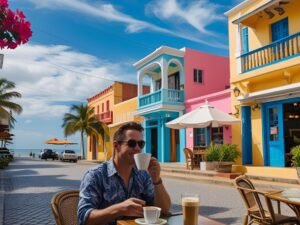 An expat drinking coffee at a cafe in san juan del sur - The True Nicaragua Living Costs for Expats
